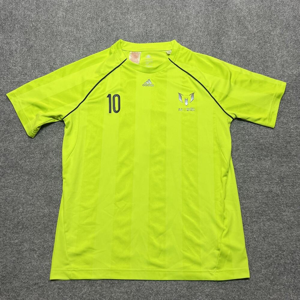 Adidas Jersey Shirt Boys 15-16Y Yellow Messi 10 ClimaCool Soccer Short Sleeve